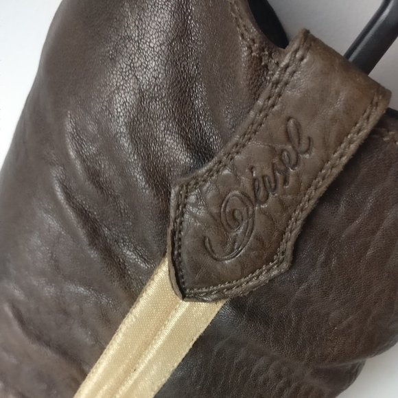 Designer DIESEL 100%Supple Leather Brown Slouchy Cowgirl boot 38 - Picture 3 of 8